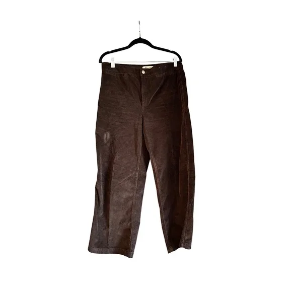 Madewell Emmett Wide Leg Corduroy Pants Women's Size 30 Petite Brown Casual - Picture 1 of 6
